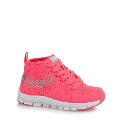 Girls' neon pink lace-up midi trainers